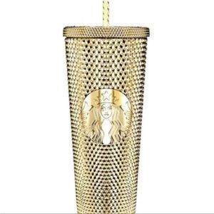 ✨NEW✨Starbucks 2022 Winter Holiday Gold Metallic Chrome Bling Studded Tumbler